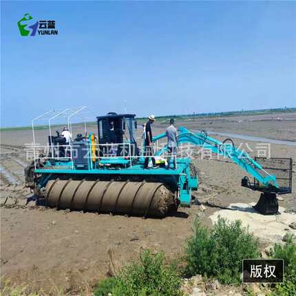 泥地水陆两栖螺旋推进车浅滩互花米草打捞机械厂家供应