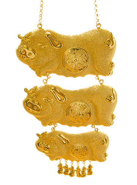 三层猪牌镀黄金新娘结婚橱窗套装