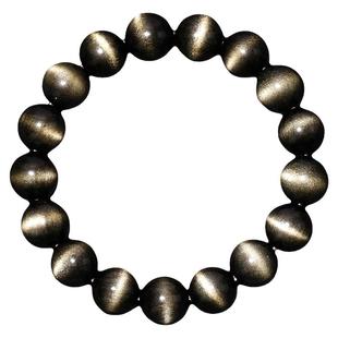 毕业级一线天金曜石手链天然金眼黑曜石手串男金耀石女猫眼保平安