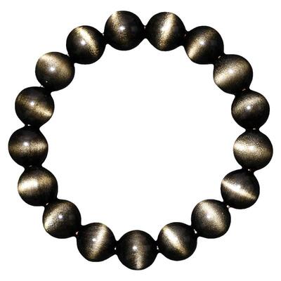 一线天金曜石手串颗颗金线罕见品