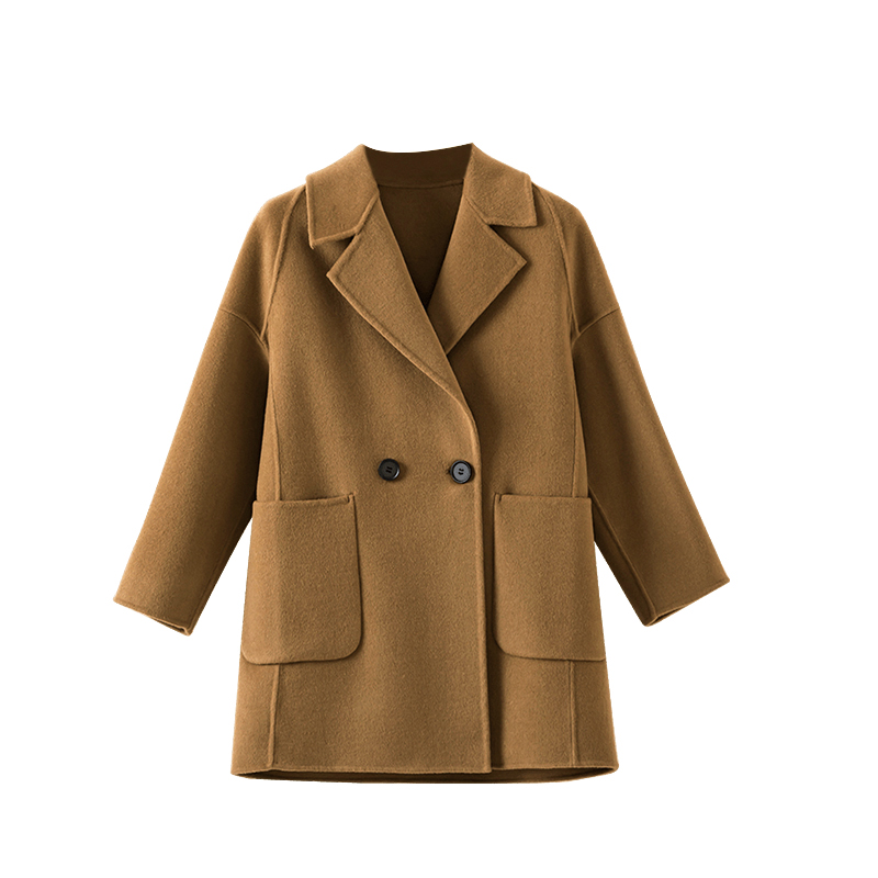 晚白2025年冬新款气质老钱静奢风小个子双面呢短款羊毛大衣外套女