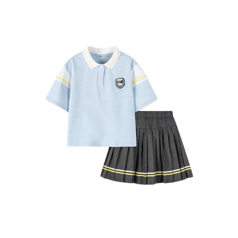 巴拉巴拉女童Jk裙子套装夏季中大童polo学院风儿童短袖夏装童装潮