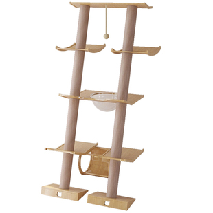 萌助猫爬架猫抓板一体斜塔角落猫架靠墙多层实木观景猫跳台猫玩具
