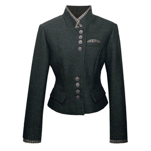 D-HARRY/迪哈利2025冬季新款深绿色羊毛收腰上衣外套DH254A90899A