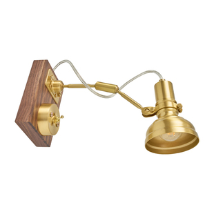 灯岛 中古黄铜壁灯卧室客厅书房胡桃木可调节工业风复古镜前灯