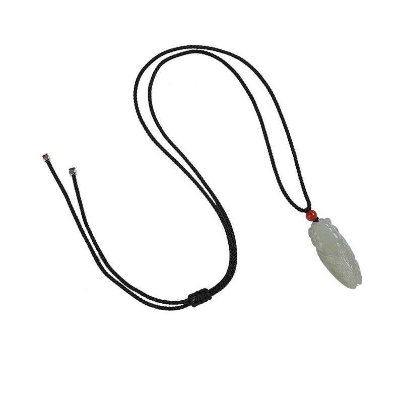 和田玉知了吊坠一鸣惊人金榜题名玉坠白玉蝉挂件玉佩男女款项链