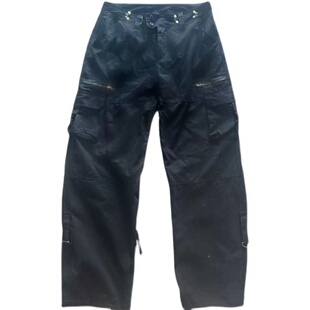 1996欧美街头hippop跳舞裤子辣妹直筒显瘦高腰黑色嘻哈宽松工装裤