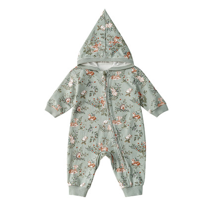 嫚熙婴儿连体衣连帽卫衣宝宝保暖夹棉连身衣秋冬外出服爬服哈衣