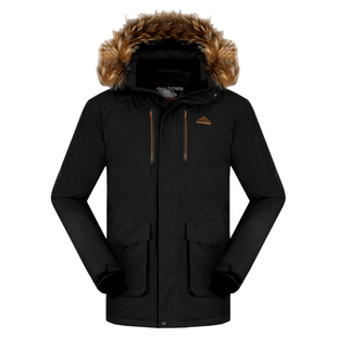 ROYALWAY美户中长款羽绒服男鹅绒冬季连帽加厚防风保暖外套羽绒衣