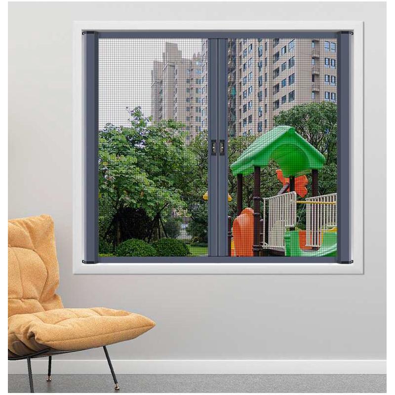 新品可拆卸隐形纱窗高透网卷筒式上下推拉伸缩防蚊回卷纱窗网自装