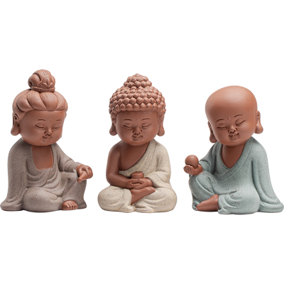 紫砂如来禅意娑婆三圣佛像摆件