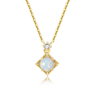 sanswood《最小的海》限量款 菱形幻彩欧泊石项链女纯银 售完不补