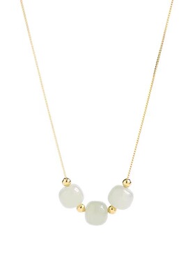 925纯银和田玉转运珠项链女