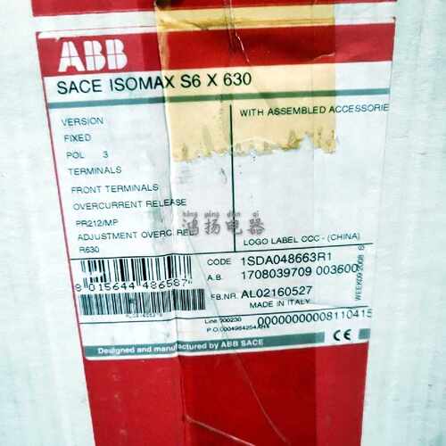 议价ABB SACE ISOMAS S6X 630 PR212/PM 3P 630A