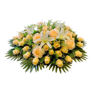 高档酒店大型圆桌中间摆花仿真花装饰品假花餐桌电动转盘桌面花艺