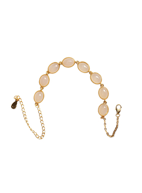 天然和田玉老料白玉蛋面纯银镶嵌款手链 女款玉石镶嵌简约款饰品