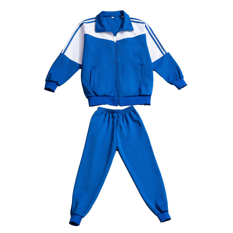 春秋中小学生蓝色校服套装上衣