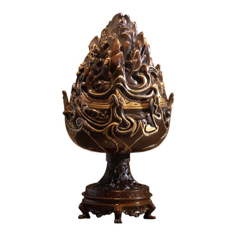 巧生炉带座描金仿汉博山炉香熏炉
