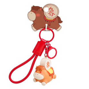 原创薪马福运钥匙扣可爱精致小马公仔马年马上发财红色绳包包挂件