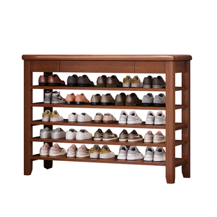 新中式全实木简易鞋架小户型家用入户门口新款大容量多层收纳鞋柜