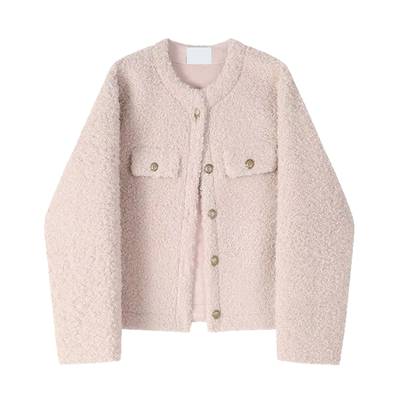 专柜法式温柔羊羔毛短外套小香风女秋冬季高级感名媛气质开衫上衣