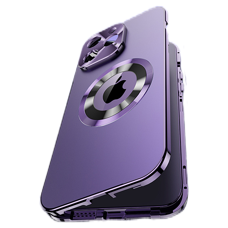 万磁王漏标磁吸适用苹果iPhone15promax双面玻璃手机壳高清防窥壳膜一体精孔合金属镜头圈全包防摔镭射保护套