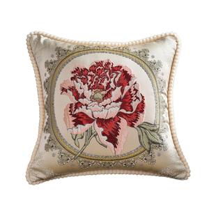 双面欧式提花高档抱枕奢华客厅靠垫床头大靠背刺绣花轻奢北欧风格