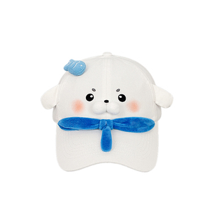 可爱小海豹棒球帽女卡通甜美显脸小鸭舌帽大头围百搭户外游玩帽子