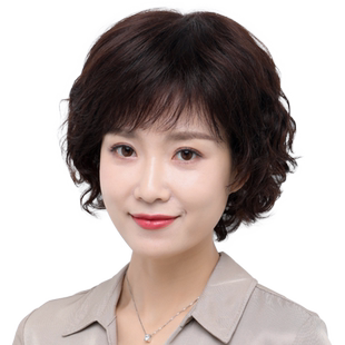 假发女短发真发全真人发全手织头套妈妈女士中老年短卷发真头发套