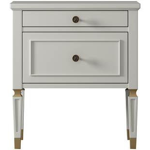 英范美式实木床头柜小户型轻奢卧室储物柜法式奶油风边柜白色矮柜