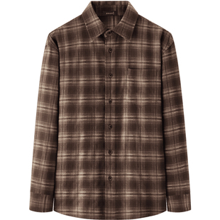 【重磅磨毛】庄吉男士长袖衬衫2025秋冬新款加厚保暖复古格纹衬衣