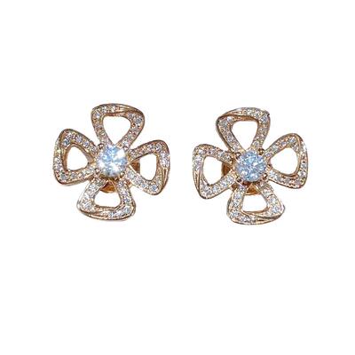 轻奢钻咏绽风车四瓣花耳钉项链