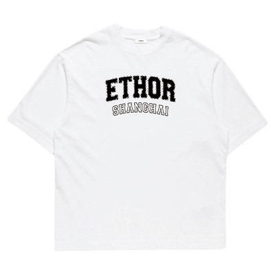 ETHORLogo印花烫钻纯棉短袖T恤