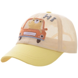 夏季男宝宝帽子婴幼儿童棒球帽卡通鸭舌凉帽个性遮阳太阳网帽透气