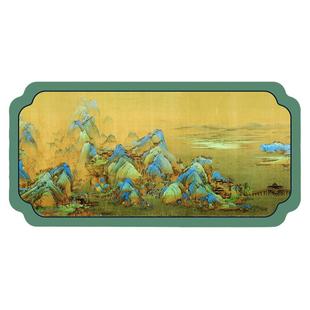 茶席新中式红木茶几垫千里江山图吸水皮革桌垫垫子桌布桌旗茶杯垫