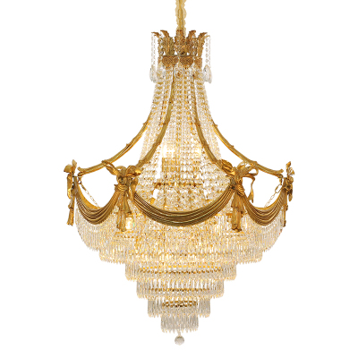 全铜铜欧式风高档别墅水晶大吊灯