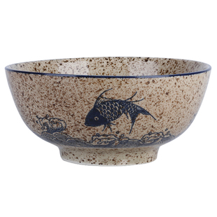 家庭陶瓷餐具汤碗面碗米饭碗味碟鱼盘子农家乐鱼乐复古瓷器中式