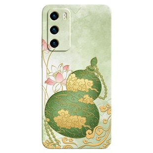 金丝葫芦适用华为P40Pro手机壳P40新款P40Pro+液态硅胶保护套p4o带挂绳新中式全包防摔por十男女外壳plus荣耀