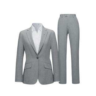 HLA/海澜之家平驳领西服套装26春季胸针点缀通勤风干练套西女装