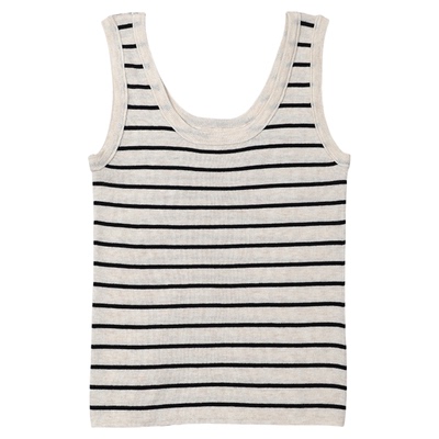 大洪洪【海风物语】春新款大U领条纹吊带背心女修身内搭打底上衣