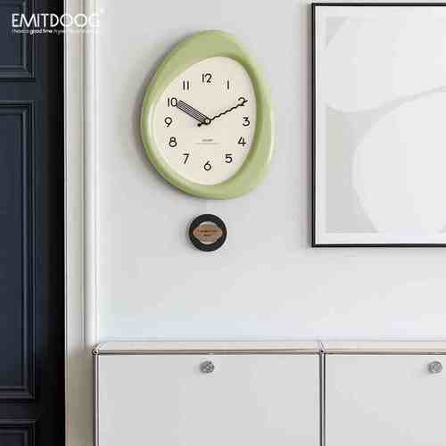 EMITDOOG免打孔现代简约挂钟客厅家用时尚大气餐厅创意时钟表挂墙