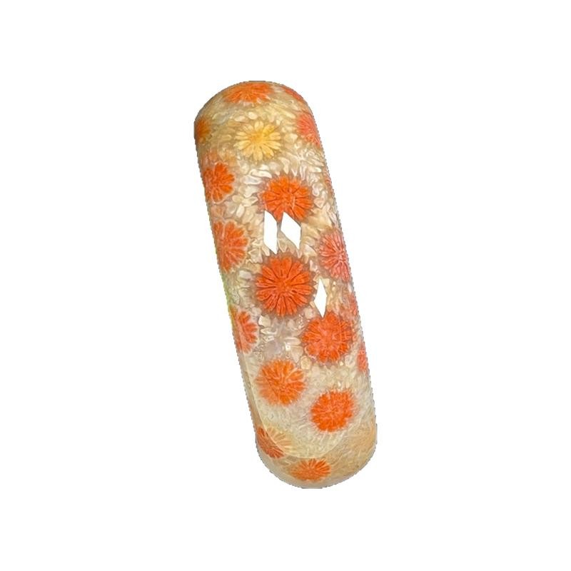 印尼天然原石赞比大彩花珊瑚玉手镯发财玉石精品菊花石直播间选货