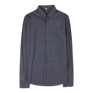 高弹力衬衫健身白色垂感抗皱免烫商务修身灰色加绒无痕长袖衬衣男