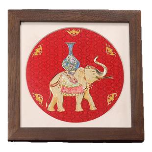 礼师傅金雕画手工錾刻《吉象平安》铜雕画桌面摆画摆件乔迁礼品