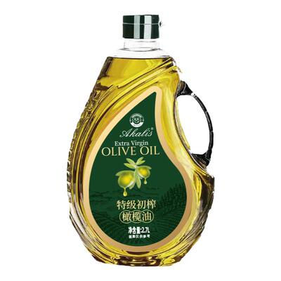 冷榨纯正特级初榨橄榄油2.7L桶装进口原油官方正品炒菜凉拌食用油
