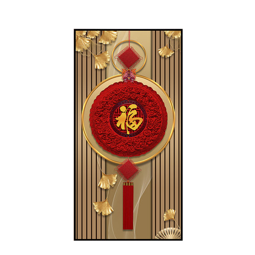 玄关装饰画自粘简约轻奢3d立体墙贴壁纸客厅走廊过道入户正门贴画