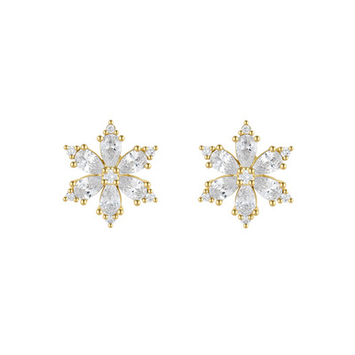 一撇一捺圣诞限定款雪花耳环金色