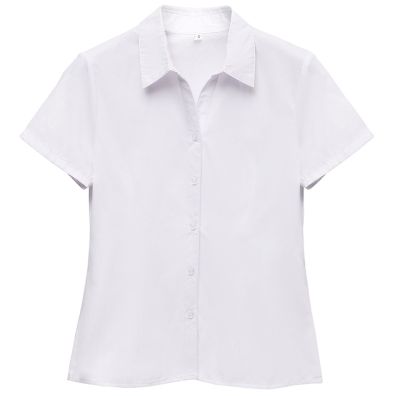 v领白色衬衫女职业七分袖短袖工作服正装中袖衬衣2025年新款秋季L