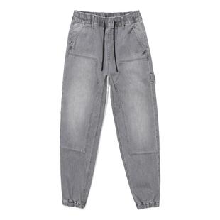 ABLEJEANS 【木匠酷跑运动裤】女士春秋款松紧腰束脚九分牛仔裤