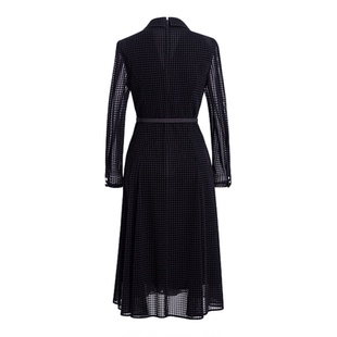 【商场同款】黛玛诗气质优雅连衣裙冬款V领裙子女长袖DC05002253